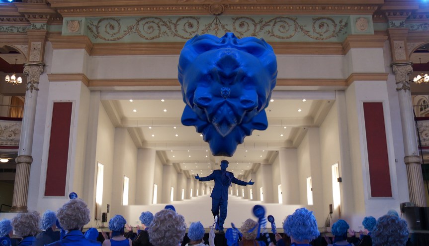 giant Maggie head in Winter Gardens