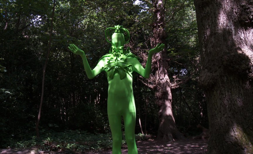 Green man hand dance by big tree(s) copy
